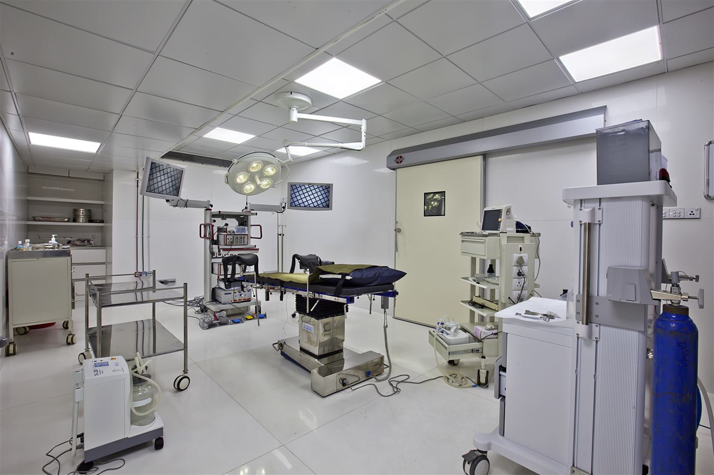Operating theatre set up for laparoscopic surgery